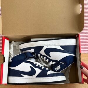 Nike Navy and White High-Top Sneakers!